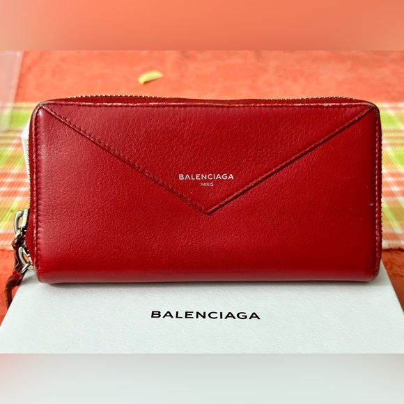 Balenciaga Red Long Zipped Wallet Soft Leather - Picture 1 of 16